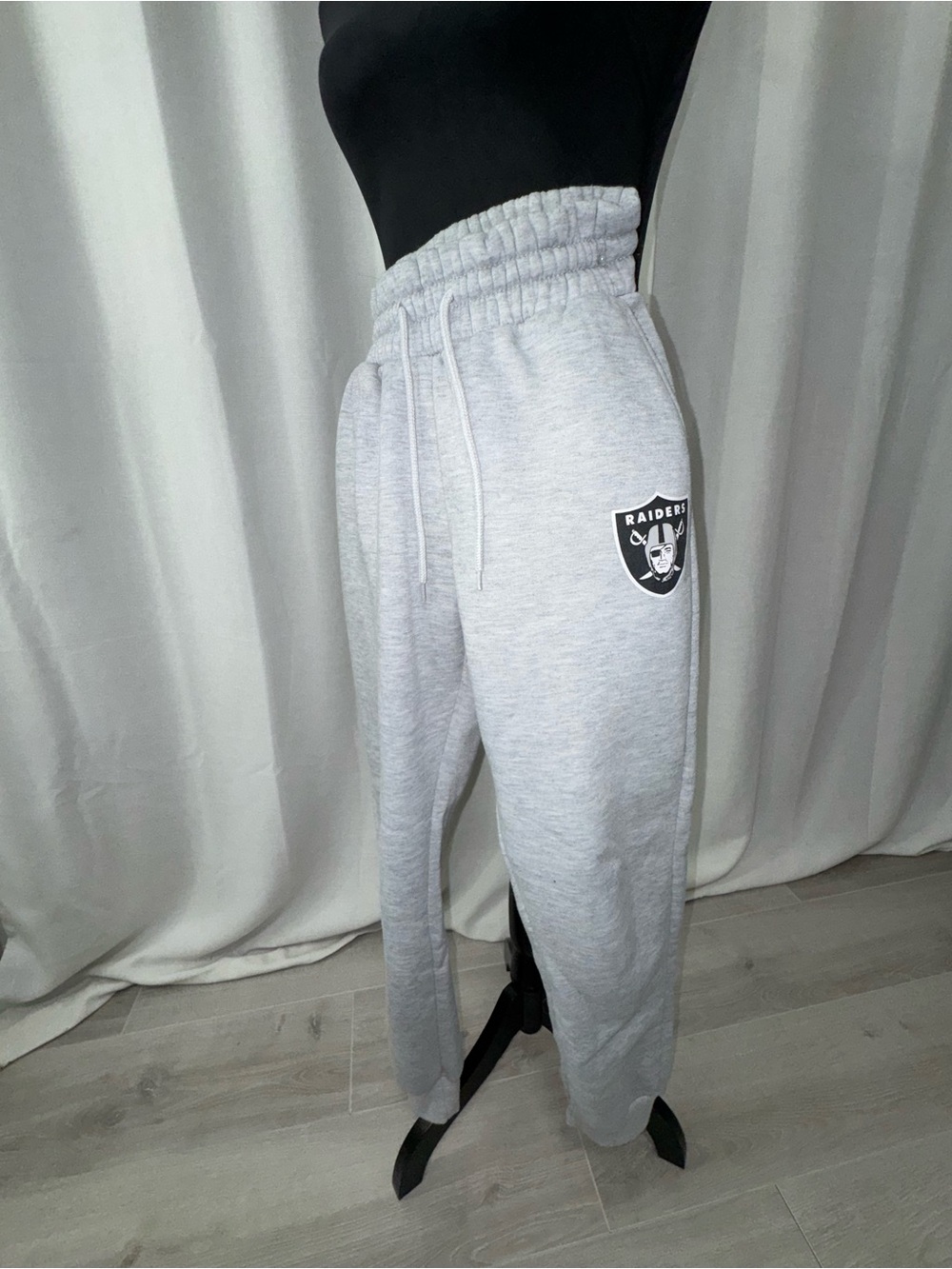 Light Gray Raiders Logo Joggers with Elastic Waist